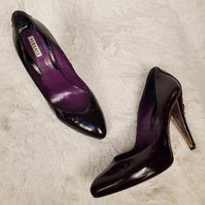 Versace Vintage Purple Leather Strips Heels Pumps Size 38